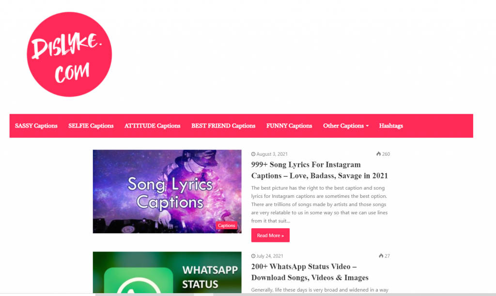 WordPress – Dislyke Social Media Captions Blog